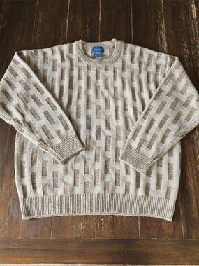 80s 90s Retro Towncraft Cozy Knit Grandpa Style Unisex Oversized Sweater